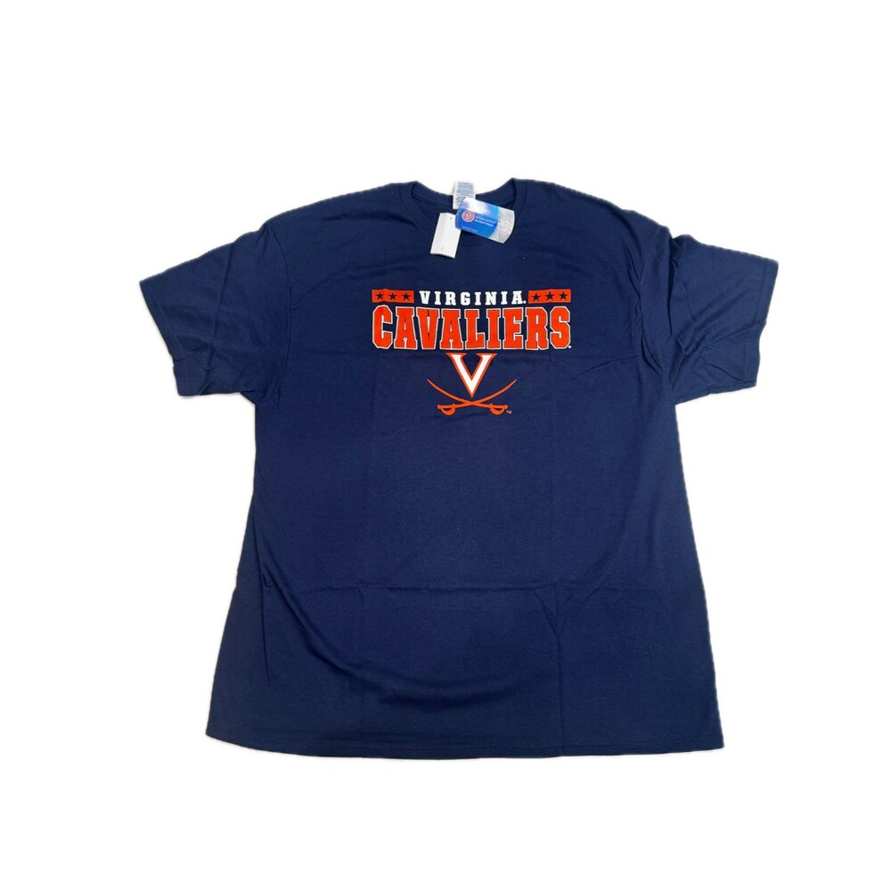 Virginia Cavaliers UVA Mens T-Shirt Navy Blue Orange NWT NCAA College Cotton 2XL